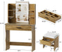 Compact Vanity Desk With Multifunctional Illuminated Mirror