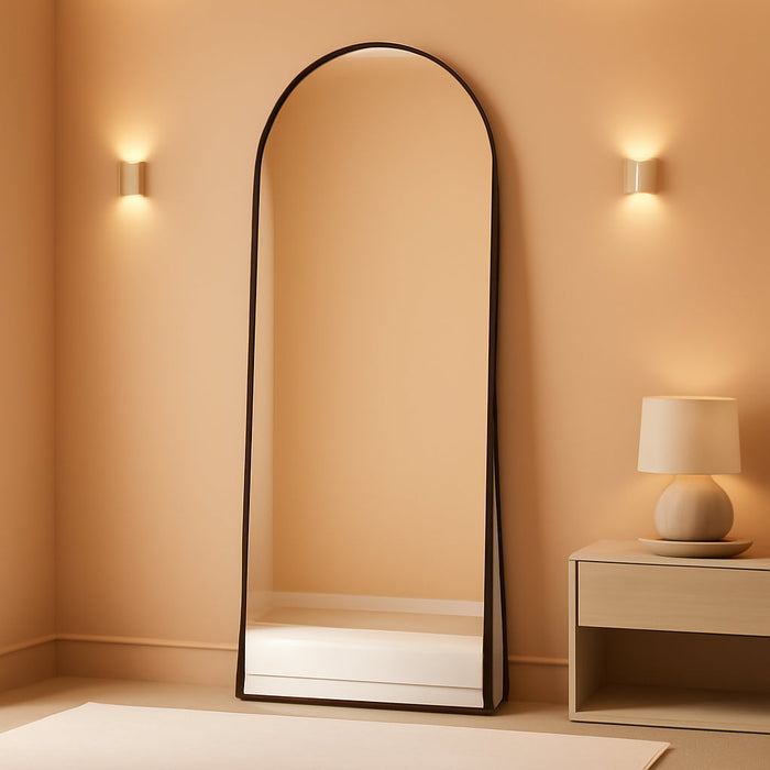 -30X71 Inch Wall Mount Arched Full Length Mirror-Aluminum Alloy Frame High Definition-Full Body Mirror for Bedroom or Living Room,Black