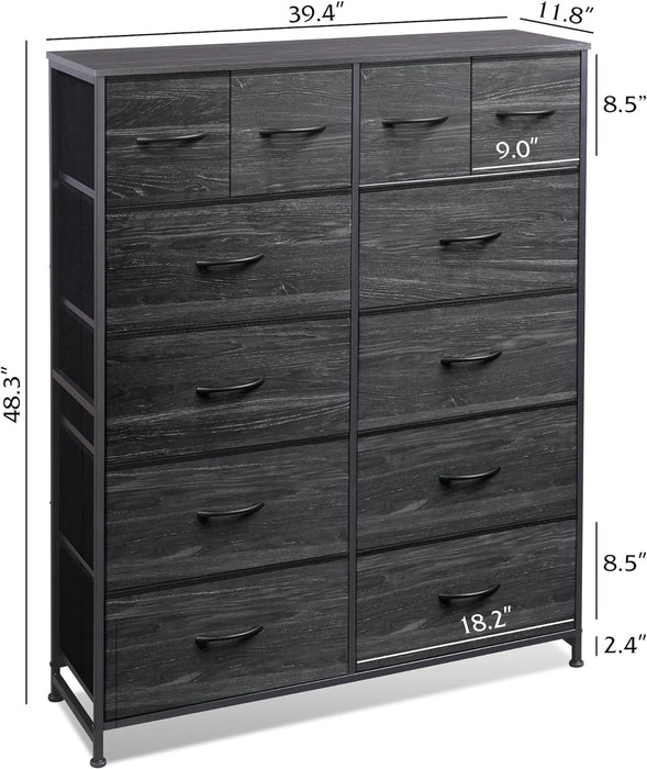 Charcoal Dresser with 12 Drawers