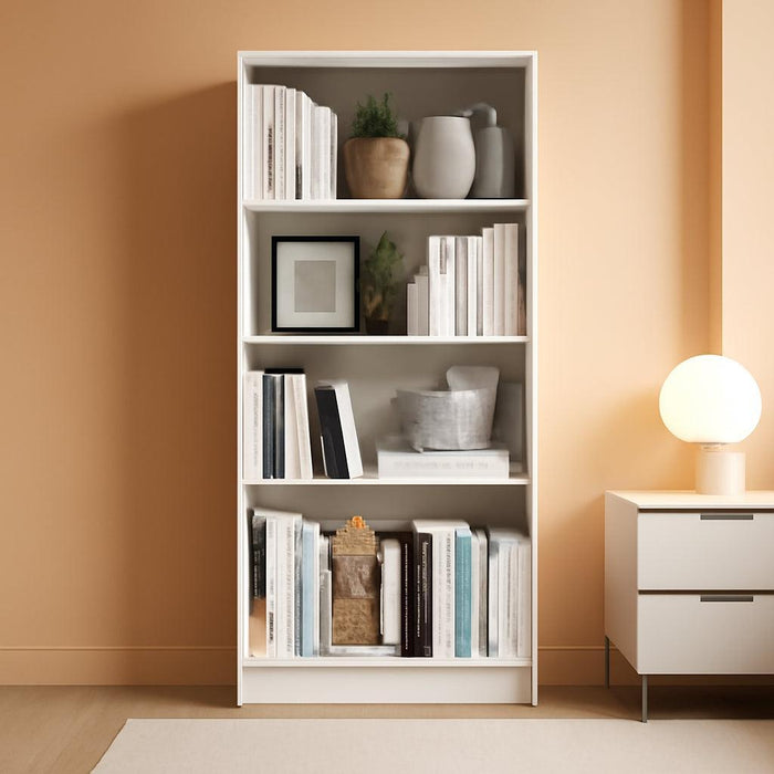 JAYA Book Shelf, 5-Tier Bookshelf, Bookcase with Adjustable Shelves, 9.5 X 24.5 X 71.2, for Organization and Storage, for Living Room, Bedroom, Home Office, White