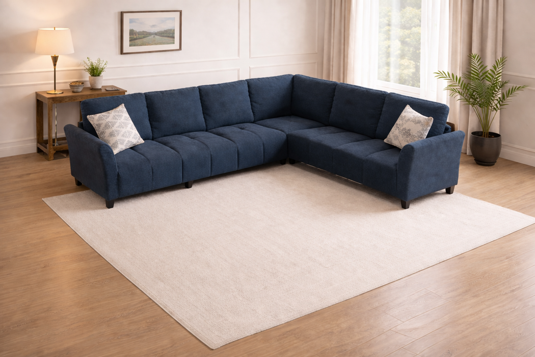 Blue 103 Inch L Shaped Convertible Sectional Sofa Set — ShipItFurniture