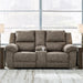 Laresview Contemporary Faux Leather Manual Double Reclining Loveseat with Console, Storage and Cup Holders, Gray