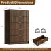 Walnut Dresser for Bedroom, Tall Dresser with 5 Drawers and Smooth Slides, Modern Chest of Drawers with Golden Handles for Bedroom, Living Room, Closet, 15.7" D X 31.5" W X 47.2" H