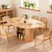 Extendable round Dining Table for 2-4-6, 63 Inch Dining Room Kitchen Table with 2-Tier Storage Shelf, Modern Farmhouse Fluted Wood Slide Door Dinner Furniture,Oval Circle (Oak-63 Inch)