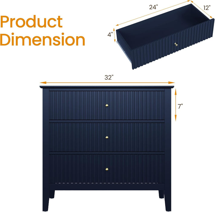 Blue 30 Inch Three Drawer Dresser Ball Bearing Slides — ShipItFurniture Blue 30 Inch Three Drawer Dresser Ball Bearing Slides — ShipItFurniture