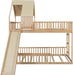 Natural SolidWood ExtraLarge OverQueen Bunk Bed Slide