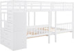 Triple Bunk Beds with Drawers, Wood Full over Twin & Twin Bunk Bed with Storage Staircase, Triple Bed for Kids,3 Bed Bunk Beds with Storage for Girls Boys,White