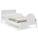 Cora Wood Twin Bed with Removable Guardrails - Wood Twin Bed with Slats Supports for Girls & Boys Teens, No Box Spring Needed, White Oxford Stripes