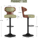 Swivel Bar Stools Set of 4,Adjustable Height Bentwood Barstools | Easy-Clean Faux Leather Upholstered Seat, Back & Footrest, Mid-Century Modern Bar Chair for Kitchen Island, Counter, Green