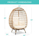 Wicker Egg Chair, Oversized Indoor Outdoor Lounger for Patio, Backyard, Living Room W/ 4 Cushions, Steel Frame, 440Lb Capacity - Ivory