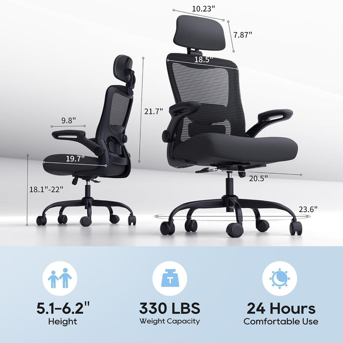 Ergonomic Office Chair for Lower Back Relief, 4-Way Lumbar, 330 LBS