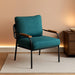 Accent Chair Modern Armchair with Metal Frame Linen Fabric Upholstory Living Room Chair Mid-Century Reading Chair with Wooden Arms for Living Room, Bedroom, Reading Room, Apartment, Green
