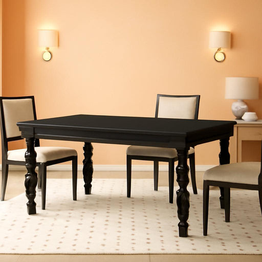 62” Wood Dining Table for 4-6 People, Farmhouse Large Rectangle Kitchen Table, Modern Dinner Table Kitchen & Dining Room Furniture with Carved Turned Legs