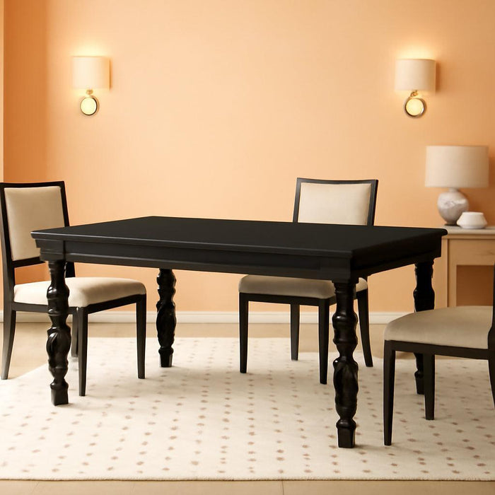 62” Wood Dining Table for 4-6 People, Farmhouse Large Rectangle Kitchen Table, Modern Dinner Table Kitchen & Dining Room Furniture with Carved Turned Legs