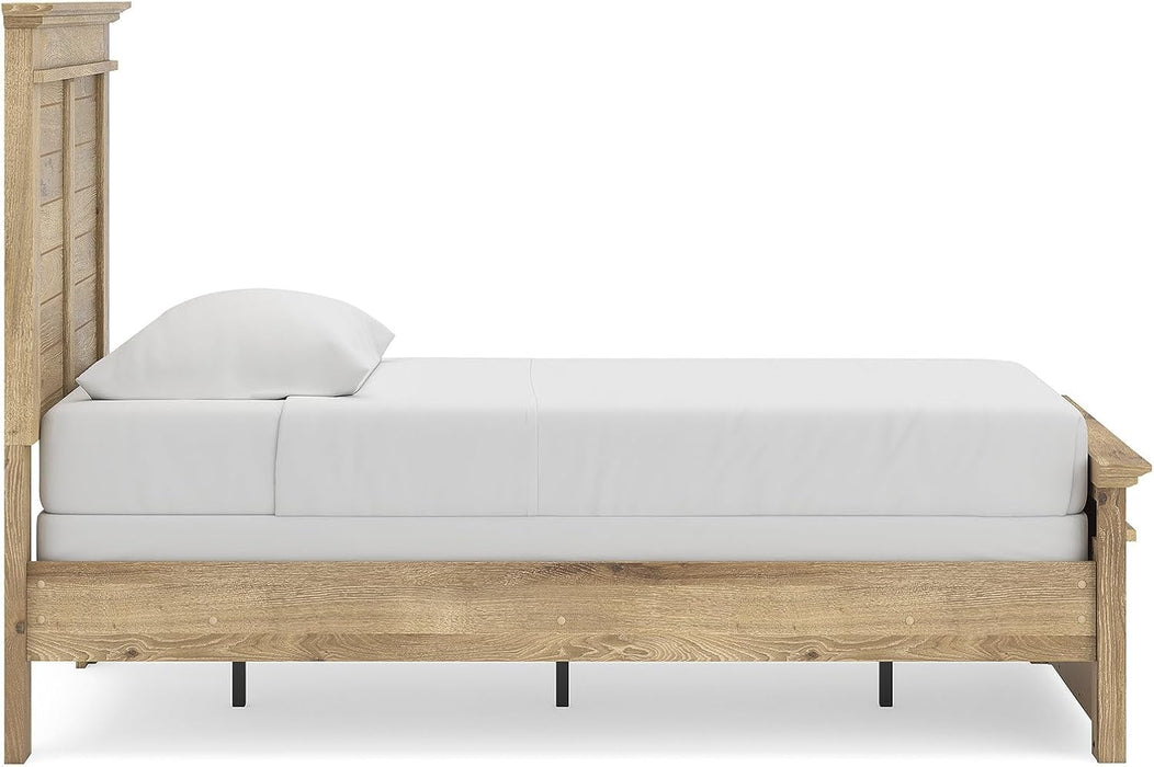 Signature Design by Ashley Fenderport Twin Bed Frame with Panel Headboard and Footboard, Cottage Bedroom Style for Kids and Guest Rooms, Natural Brown