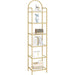 Bookcase Bookshelf, Tempered Glass Bookshelves, Slim Shelving Unit for Bedroom, Bathroom, Home Office, Steel Frame, 6 Tier Gold BC10601G