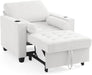 Beige Adjustable Sleeper Chair Sofa Bed Upholstered