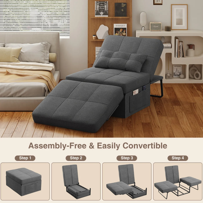 Sofa Bed,  Convertible Recliner Single Sofa Bed, Free Installation, 730 Lbs, Dark Gray