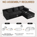 103Inch Black Corduroy Premium Modular Sectional Sofa
