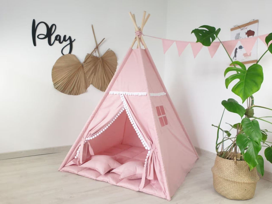 Toddler Teepee Tent Teepee Tent , Playhouse for Kids , Kids Playhouse , Indoor Playzone , Neutral Teepee Print , Pink Baby Girl Style Teepee