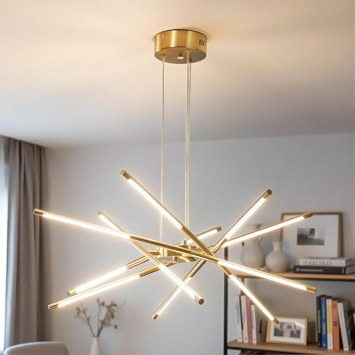 Gold Finish 12 Light LED Dimmable PendantLightFixture
