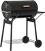 30" Portable Barrel Charcoal BBQ Grill, Steel Outdoor Barbecue Smoker with 370 Square Inches Cooking Space, Storage Shelf, Wheels for Garden Camping Picnic, Black