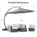 11FT Deluxe Patio Umbrella with Base, Outdoor Large Hanging Cantilever Curvy Umbrella with 360° Rotation, Gray