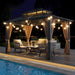 12'X10' Hardtop Gazebo, Aluminum Permanent Pavilion with Polycarbonate Double Roof, Removable Curtains & Mosquito Netting for Patio, Garden, Lawn, Upgrade Your Outdoors (Brown, 12'X10')