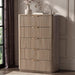 46"W Fluted 5 Drawer Bedroom Dresser, with Faux Marble Top,Natural Oak