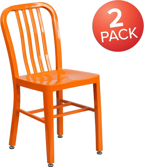 Gael Commercial Grade 2 Pack Orange Metal Indoor-Outdoor Chair