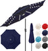 Solar Patio Umbrella with Centre Light, 9FT 2 Tiers, Navy Blue