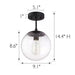 Gracelyn 9 In. Matte Black Ceiling Light Semi-Flush Mount