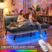 SlateGrey 70Inch Transformable Futon Sofa Bed StainResistant