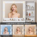 Makeup Vanity with Mirror and Lights, 34''W Dressing Table with Charging Station & RGB Glass Cabinet, Small Vanity Desk with 3 Color Lighting Modes & Adjustable Brightness