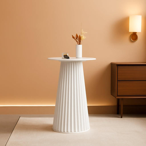 Modern Pub Table round Bar Height Cocktail Table Wood Window Table 24-Inch Top, 43.5-Inch Height, White