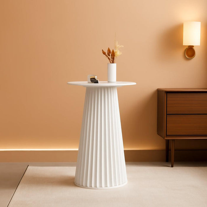 Modern Pub Table round Bar Height Cocktail Table Wood Window Table 24-Inch Top, 43.5-Inch Height, White