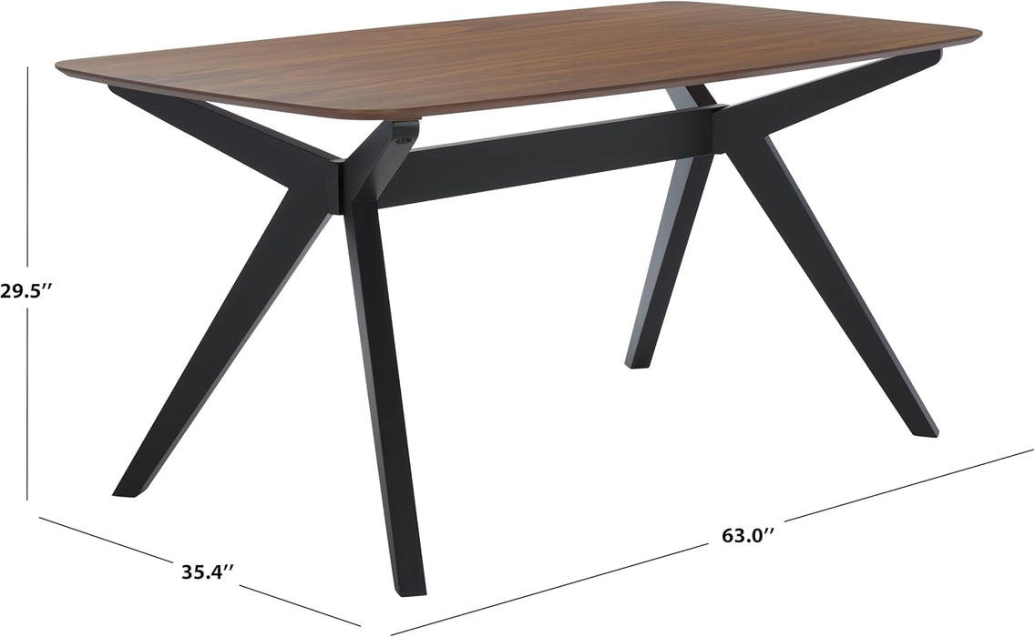SAFAVIEH Couture Collection - Divya Walnut & Black Rectangle Wood Dining Table, Modern Two-Tone Design, Seats up to 6 (SFV6711A)