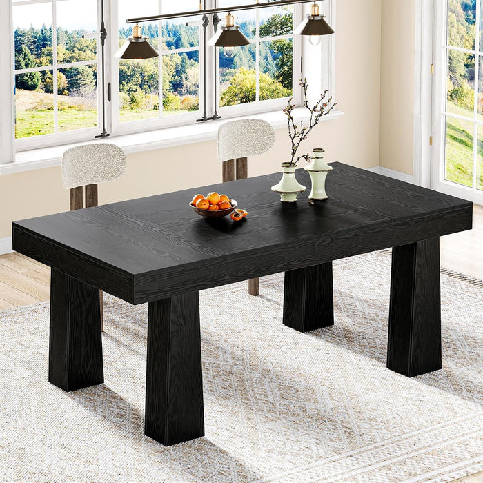Tribesigns 63 Inch Dining Table for 4-6 People, Modern Rectangular Kitchen Table with Heavy Duty Tapered Legs, Farmhouse Dinner Tables for Home Commercial, Easy Assembly