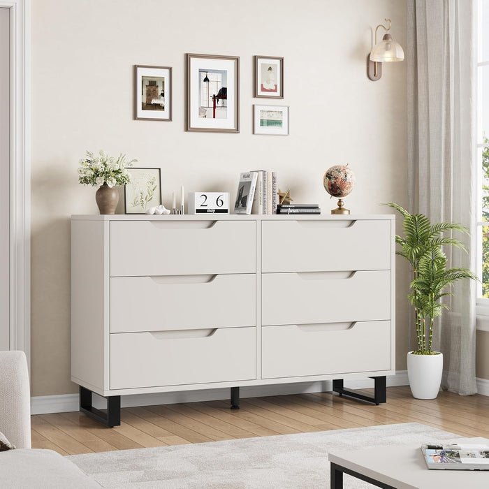 6 Dresser for Bedroom, 47.2 in Wide Dresser, Freestanding Vertical Drawer Cabinet with Storage, Wooden Closet Storage Chest for Living Room, Hallway, Entryway