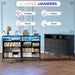 Black Dresser for Bedroom LED 6 Drawer Dresser Fabric Vertical Storagetower