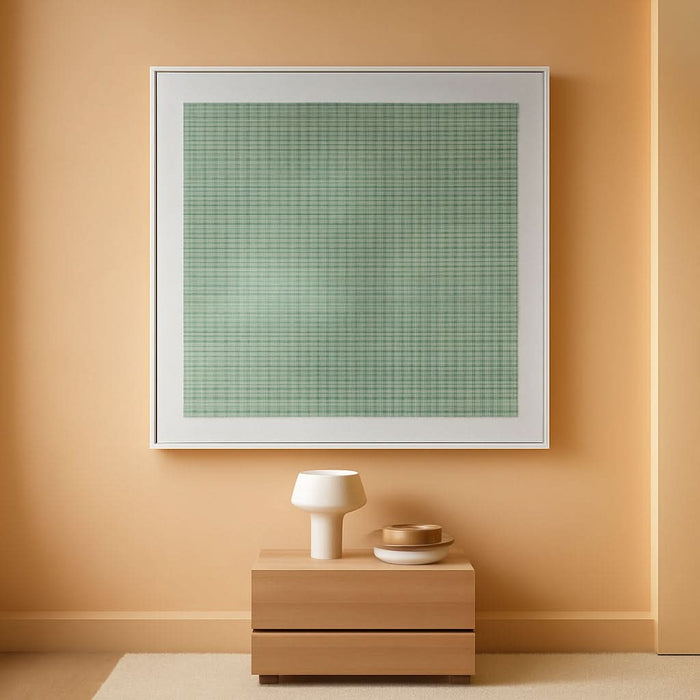 Art Hand-Painted White and Green Thick Texture Abstract Art Oil Painting Contemporary Minimalist Style Art Living Room Office Corridor Wall Decoration Oil Painting 24X48 Inches