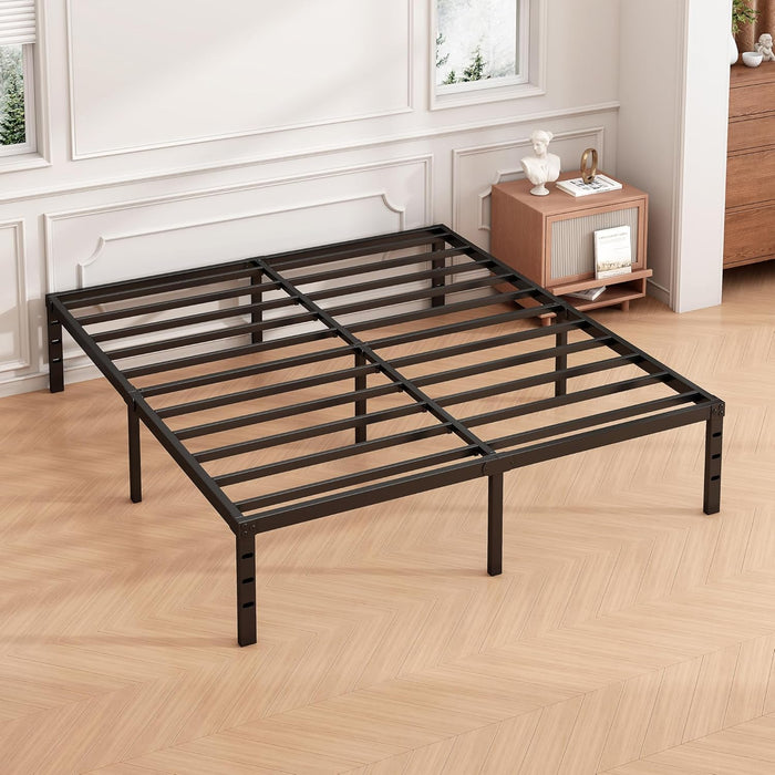 16 Inch Full Bed Frame, under Bed Storage, Black