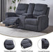 2 Pieces Recliner Sofa Set, Manual Sofa Set for Living Room Furniture Set, Recliner Sofa and Loveseat Sets, Reclining Loveseat with Console & Cup Houlders for Living Room