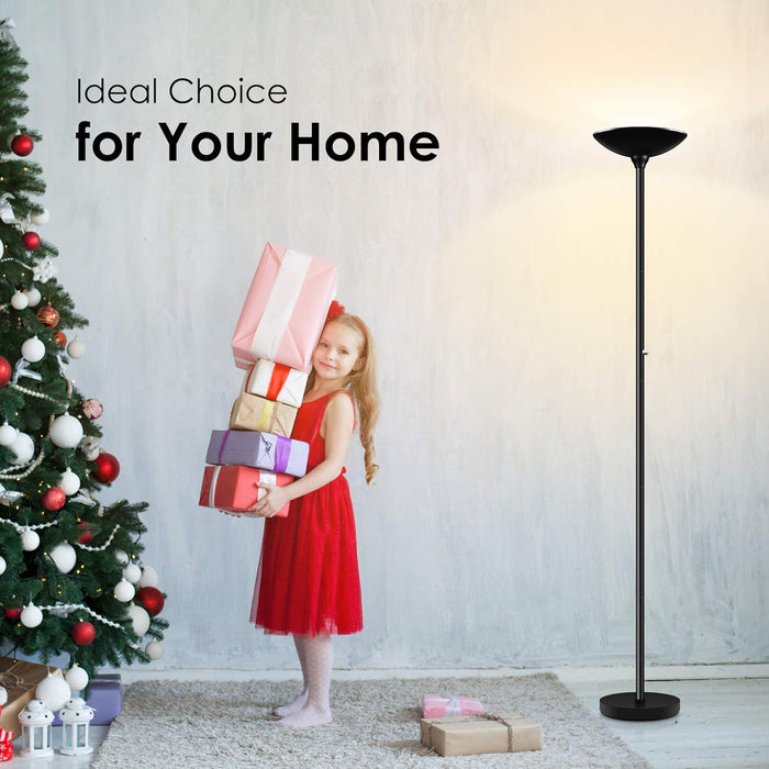 Torchiere Led Floor Lamp 70InchTall Dimmable Black