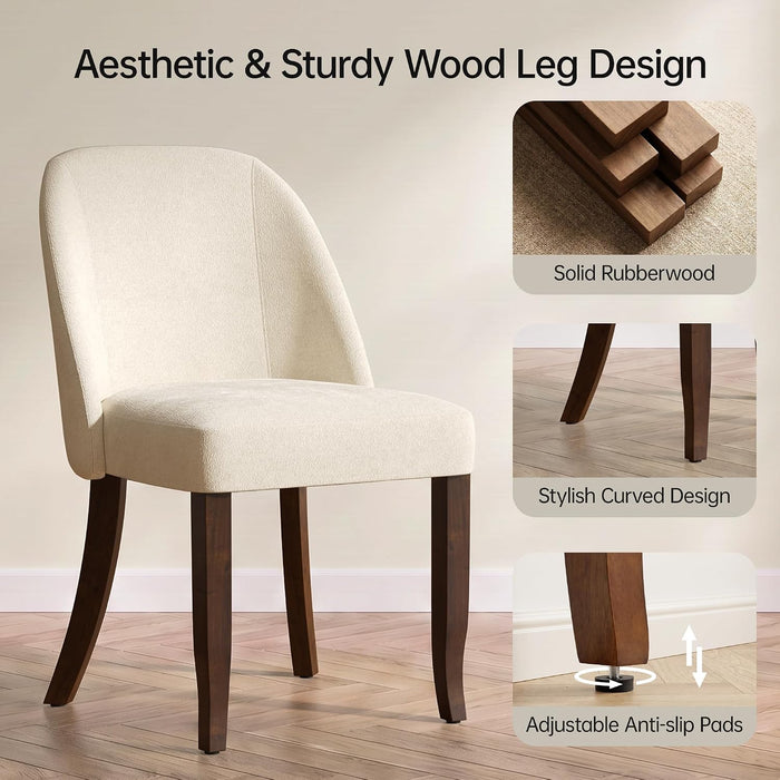 Dining Chairs Set of 4, Upholstered Wooden Kitchen Chairs, Beige