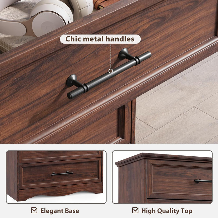 Walnut 4 Drawer Dresser for Bedroom, 36" Tall Chest of Drawers