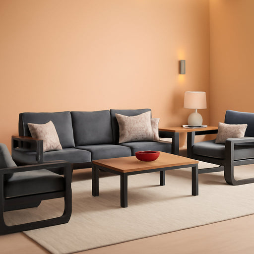 Oversized Aluminum Outdoor Furniture Set, Extra Large Patio Furniture Sofa Set 4.8” Widened Armrest & Ultra-Thick Cushions, 4 Pcs Modern Patio Sectional for Backyard, Porch, Graphite