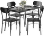 Dining Table Set for 4, 5-Piece Kitchen Table with 4 Chairs, MDF Board Tabletop with Metal Frame for Small Space, Compact Dinette, Breakfast Nook, Black