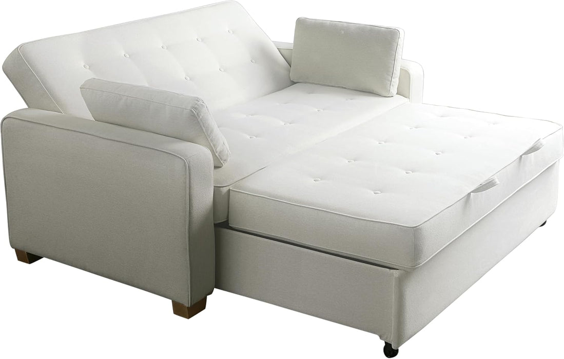 Queen Size Convertible Sleeper Sofa Oyster Upholstery
