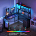 L Shaped Desk with Pegboard, Reversible Computer Desk with Drawers & Storage Shelves, Gaming Desk with LED Lights & Power Outlets, Office Desk with Monitor Stand Corner Desk Home Office Desks